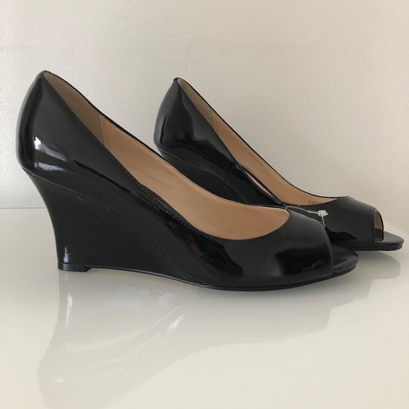 Cole Haan Shoes - NWOT Cole Haan Patent Leather Peep Toe Wedge